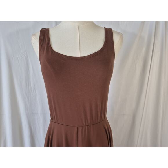 Quince Tencel Jersey Fit And Flare Brown Midi Dress M - Picture 3 of 7